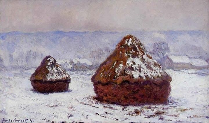 Claude Monet Grainstacks_ Snow Effect